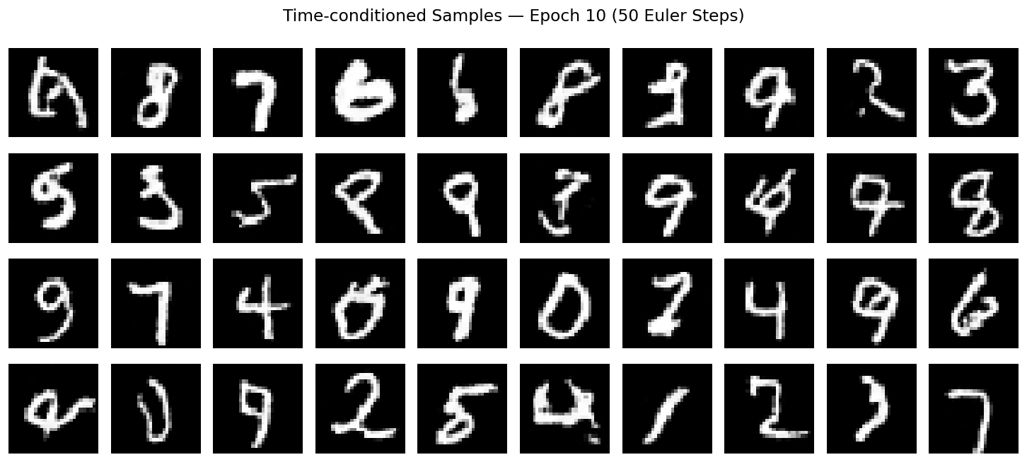 Time conditioning · Epoch 10.